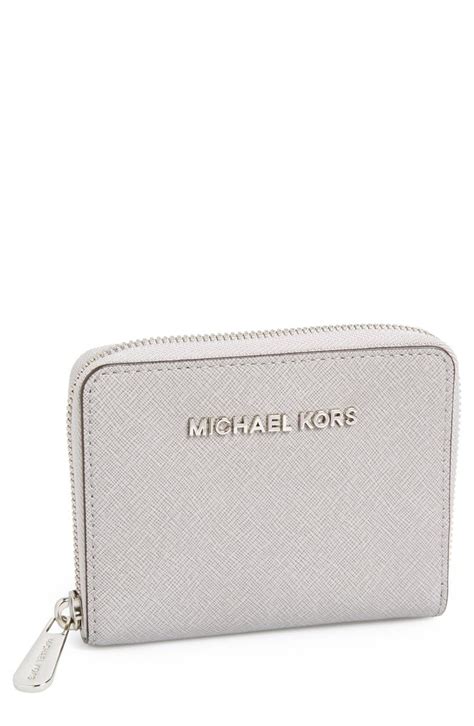 michael kors saffiano leather zip around wallet gray